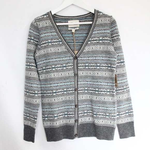 Telluride Clothing Co Women Wool Cardigan Sweater NEW Faire Isle striped Small - Picture 1 of 8